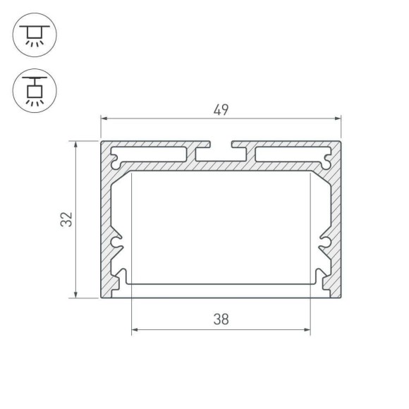 Профиль Arlight SL-LINE-4932-2500 BLACK+OPAL 027988