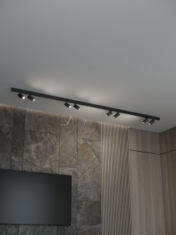 Трековая система со светильниками №3 трехфазная накладная Eldeko (48В, форма - прямая, 3м, 3000K) черная Hesby Lighting HSBL_kompl_E003_NI3B3K