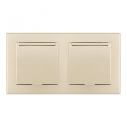 Розетка двойная (двухпостовая) с/з и шторками Arte Milano SET06-2-41-1x2 shampan