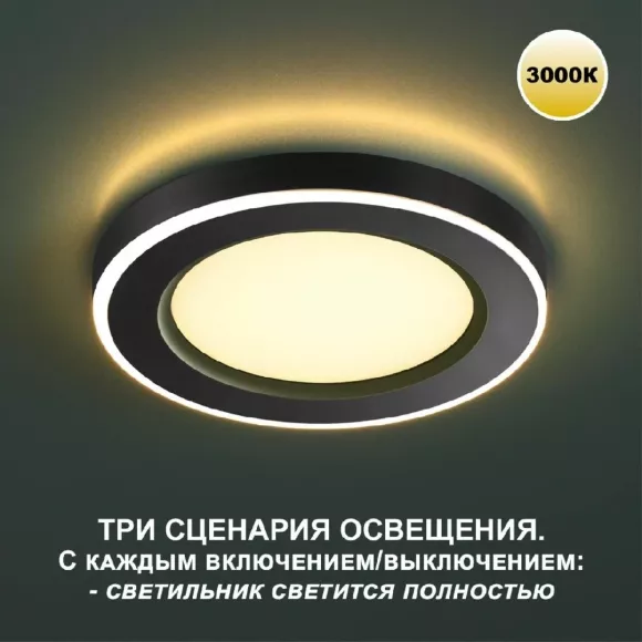 Встраиваемый светильник Novotech Span 359023, Черный, Белый, Теплый белый