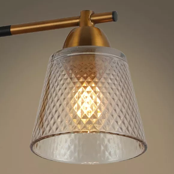 Люстра на штанге Freya Kello FR4015PL-03BBZ, Черный, Янтарный, Металл, крупный план