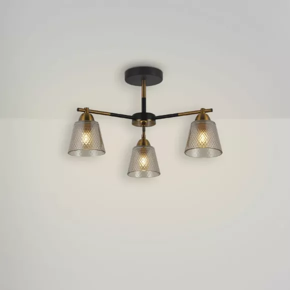 Люстра на штанге Freya Kello FR4015PL-03BBZ, Черный, Янтарный, Металл