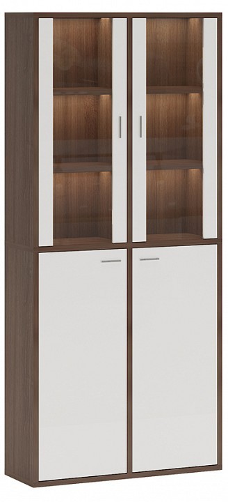 Шкаф-витрина Домино СУ(ш2в2)+2ФС+2ФГ MER_SUsh2v2-2FS-2FG-SHBE-shamoni-CH-belyj