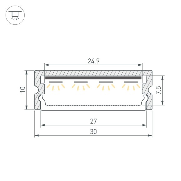 Профиль Arlight LINE-3010-2000 ANOD (Алюминий) 061543