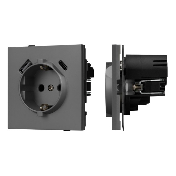 Механизм розетки с USB зарядкой Arlight SCT-TENDO-MUAC-SFPL-GR (230V, 16A) 054609