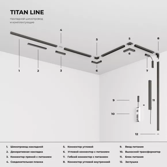 Трековый магнитный светильник Elektrostandard Line Magnetic 85525/01 4690389220579 a072693, Нейтральный белый, Современный, Титановый