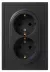 Розетка Эра Galaxy 15-2105-05 с заземлением двойная 2X2P+E Schuko со шторками IP20 16А-250В антрацит Б0070705