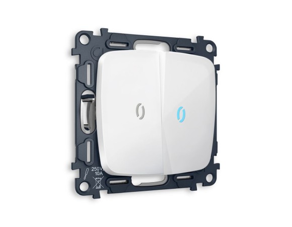 Комплект механизма 2-кл проходного выключателя с подсветкой Ambrella Volt Omega (OP1040, VM120, G29B) MO104040