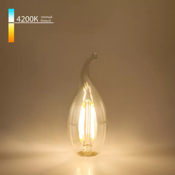Лампа светодиодная филаментная Elektrostandard BLE1429 E14 9W 4200K прозрачная 4690389151293, Нейтральный белый, Германия, крупный план