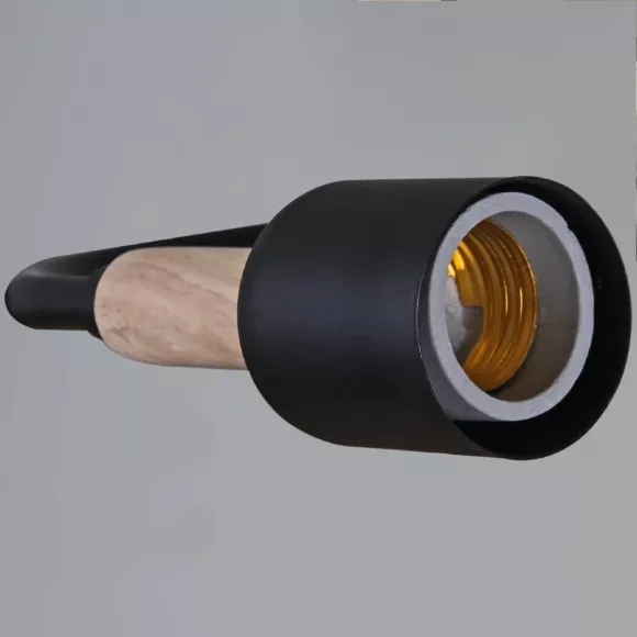 Люстра на штанге Reluce 10070-0.3-06 BK+WOOD, Черный, Металл, Лофт стиль