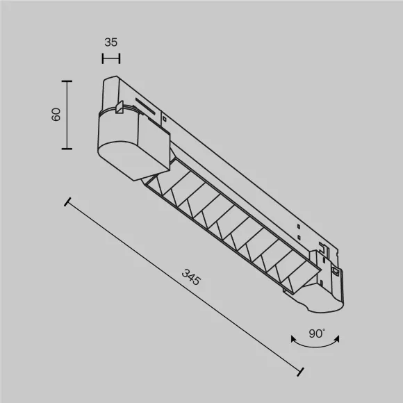 Схема размеров трековый трехфазный светильник Maytoni Technical Points TR195-3-10W4K-M-B(N)