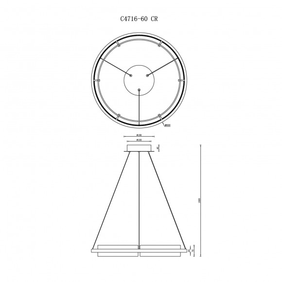 Подвесная светодиодная люстра с пультом управления iLedex Meridian C4716-60 CR