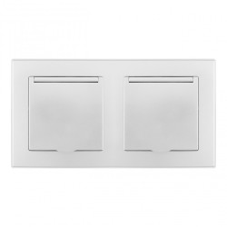 Розетка двойная (двухпостовая) с/з и шторками Arte Milano SET06-2-41-1x2 silver