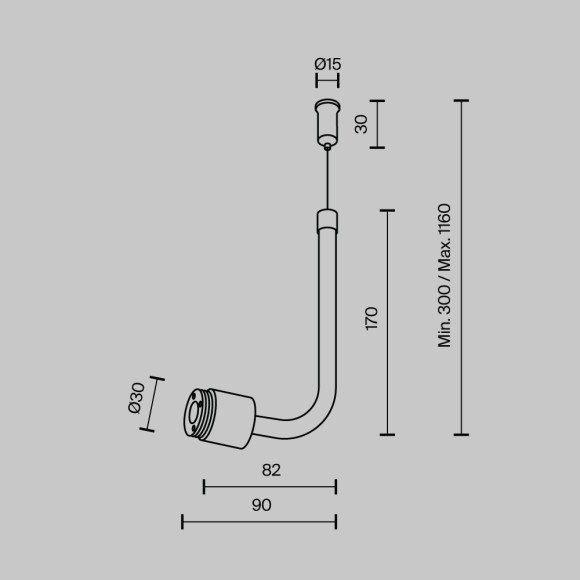 Заглушка для подвесного монтажа без ввода питания с тросом Maytoni Shelf CA024PL-B