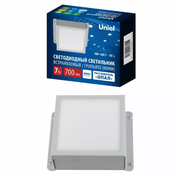Встраиваемый светильник Uniel ULP-1010-7W/4000K IP54 GRILYATO OPAL WHITE UL-00012839 Встраиваемый светильник Uniel ULP-1010-7W/4000K IP54 GRILYATO OPAL WHITE UL-00012839