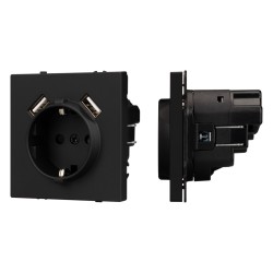 Механизм розетки с USB зарядкой Arlight SCT-NOBE-MUAA-SFPL-BK (230V, 16A) 054289