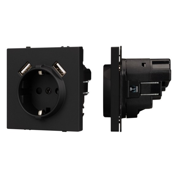 Механизм розетки с USB зарядкой Arlight SCT-NOBE-MUAA-SFPL-BK (230V, 16A) 054289