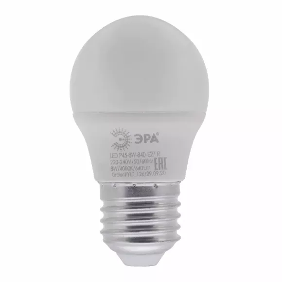 Лампа светодиодная Эра E27 8W 4000K LED P45-8W-840-E27 R Б0049645 Лампа светодиодная Эра E27 8W 4000K LED P45-8W-840-E27 R Б0049645