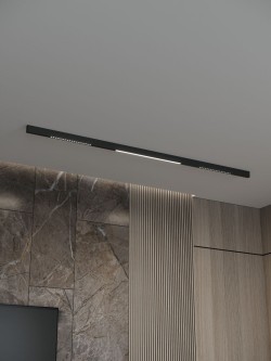 Трековая система со светильниками №8 трехфазная накладная Eldeko (48В, форма - прямая, 2м, 4000K) черная Hesby Lighting HSBL_kompl_E008_NI2B4K