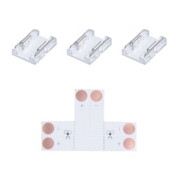 Комплект коннекторов (Т-образный +3 клипсы) для одноцв. светод. ленты 12/24В, COB, IP20, подложка 8 мм Apeyron 09-104