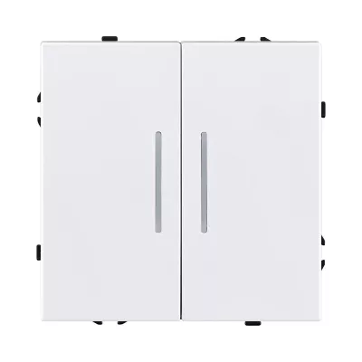 Выключатель 2-клавишный 10А/250В с LED подсветкой, белый матовый Kollinger Eclipse EC-010WH