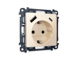 Комплект механизма розетки 2USB A+C 20W (быстрая зарядка) с/з Ambrella Volt Alfa MA310010