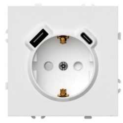 Розетка 1-местная з/ш с/з 16А + USB + Type C (механизм) Stekker Эмили 250В 20W белый фарфор soft-touch RST16-5119-01