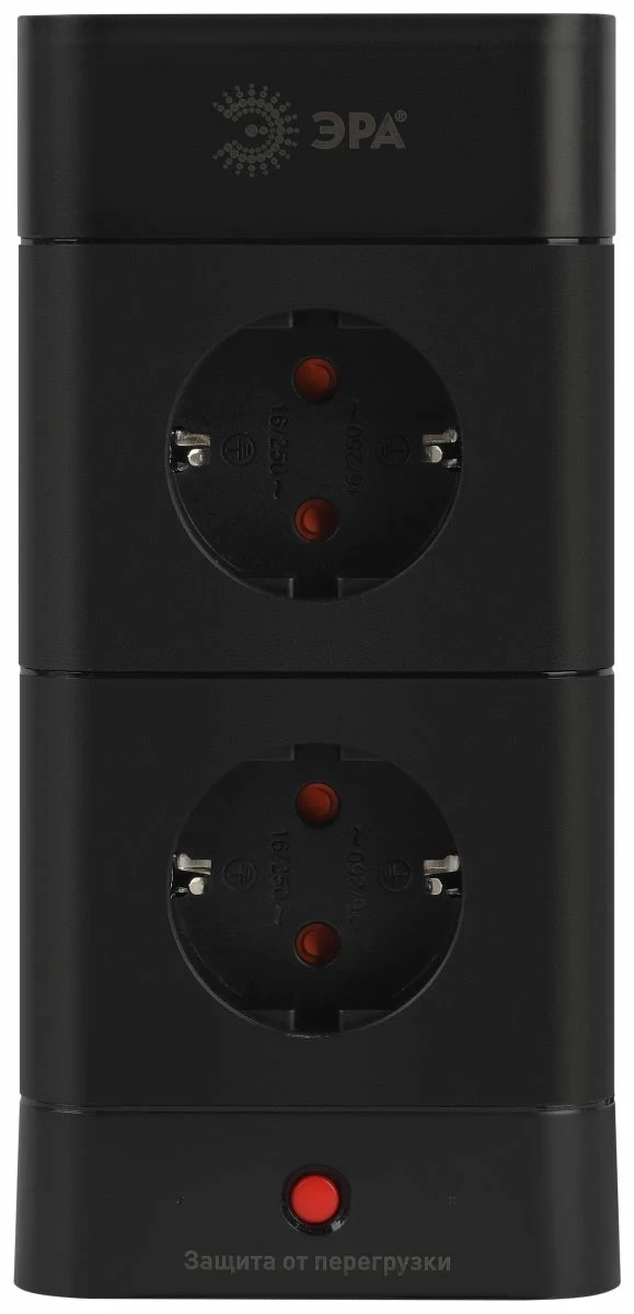 Сетевой фильтр ЭРА TWR-8es-1,5m-4USB-B башня с защитой заземлением с выключателем 8 розеток+4xUSBA+C 1,5м 16А черный Б0069072