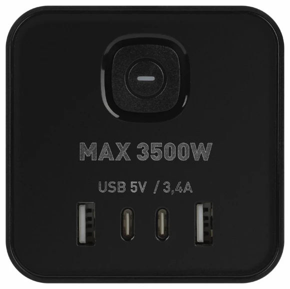 Сетевой фильтр ЭРА TWR-8es-1,5m-4USB-B башня с защитой заземлением с выключателем 8 розеток+4xUSBA+C 1,5м 16А черный Б0069072