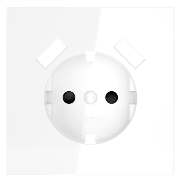 Накладка для розетки с заземлением и защитными шторками, с USB A+A Voltum S70 (белый глянцевый) VLS000901
