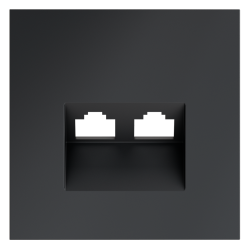 Накладка для розетки компьютерной двойной RJ45+RJ45 кат.6 Voltum S70 (графит) VLS001407