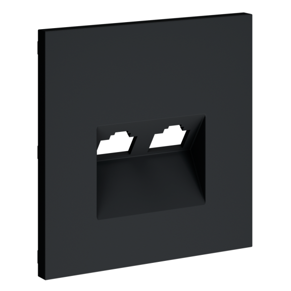 Накладка для розетки компьютерной двойной RJ45+RJ45 кат.6 Voltum S70 (графит) VLS001407