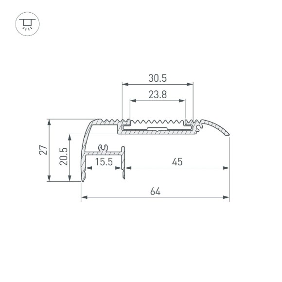 Профиль Arlight STAIR-W65-2000 ANOD BLACK 045663