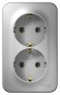 Розетка 2-ая с/з без шторок 16А, 250В, изолир. Пластина Systeme Electric Blanca наруж Алюминий BLNRA010213