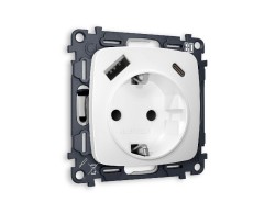 Комплект механизма розетки 2USB A+C 20W (быстрая зарядка) с/з Ambrella Volt Omega MO130010