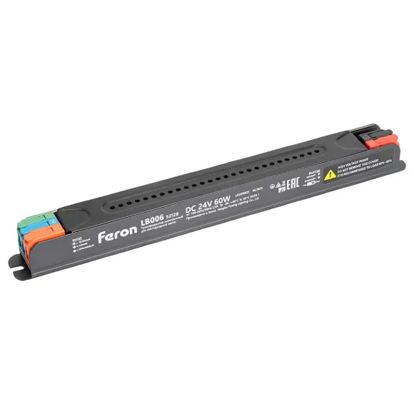 Трансформатор для светодиодной ленты с диммированием Feron LB006 60W 24V IP20 52128 Трансформатор для светодиодной ленты с диммированием Feron LB006 60W 24V IP20 52128