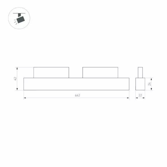 Трековый магнитный светильник Arlight MAG-ORIENT-FLAT-L465-16W Day4000 (BK, 100 deg, 48V) (IP20 Металл) 033611(1), Черный, Белый, Нейтральный белый, вид сбоку Трековый магнитный светильник Arlight MAG-ORIENT-FLAT-L465-16W Day4000 (BK, 100 deg, 48V) (IP20 Металл) 033611(1), Черный, Белый, Нейтральный белый, вид сбоку