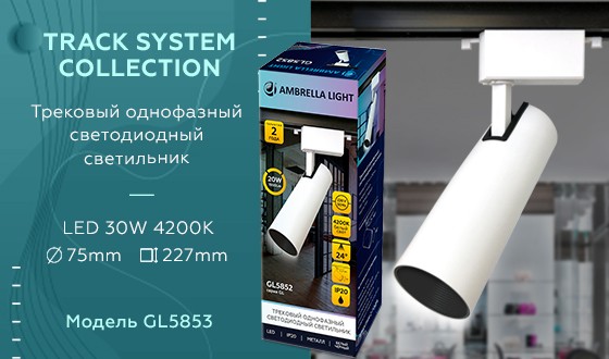Трековый однофазный светильник Ambrella Light Track System GL5853