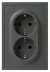 Розетка Эра Galaxy 15-2105-06 с заземлением двойная 2X2P+E Schuko со шторками IP20 16А-250В графит Б0070707