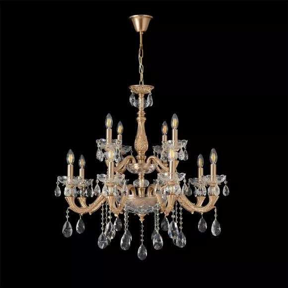 Подвесная люстра Crystal Lux ELIZABETH SP8+4 BRASS, Латунь, Металл, Классика стиль, крупный план Подвесная люстра Crystal Lux ELIZABETH SP8+4 BRASS, Латунь, Металл, Классика стиль, крупный план