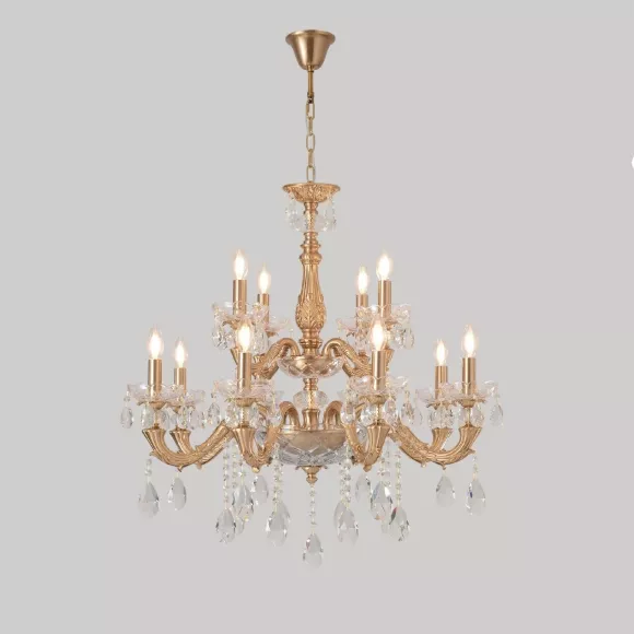 Подвесная люстра Crystal Lux ELIZABETH SP8+4 BRASS, Латунь, Металл, Классика стиль Подвесная люстра Crystal Lux ELIZABETH SP8+4 BRASS, Латунь, Металл, Классика стиль