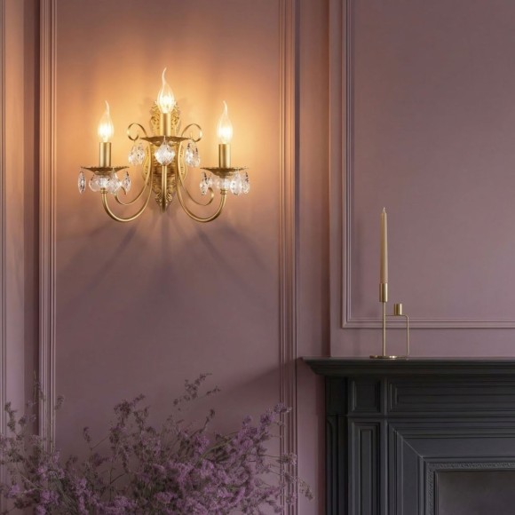 Бра Eurosvet Alda 3305/3  латунь/прозрачный хрусталь Strotskis a072113