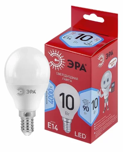 Лампа светодиодная Эра E14 10W 4000K LED P45-10W-840-E14 R Б0050233