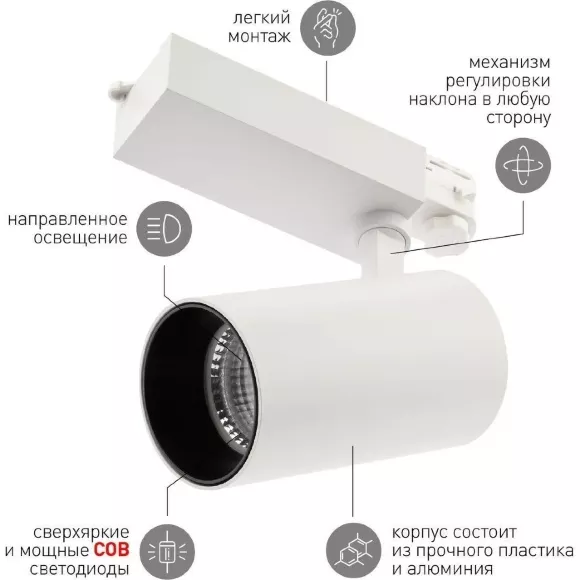 Трековый светильник ЭРА SТR-30-36-30K-W40 Б0049774 Трековый светильник ЭРА SТR-30-36-30K-W40 Б0049774