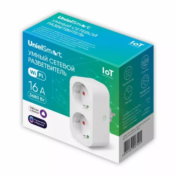 Умная розетка Uniel USH-A102 2G/WF WHITE UL-00011388