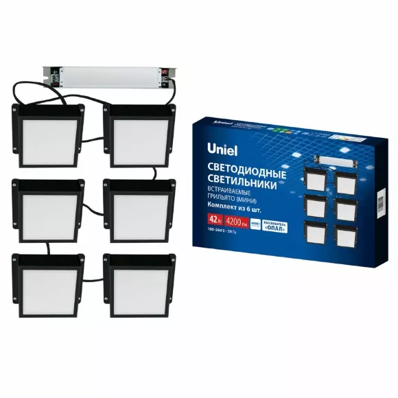 Встраиваемый светильник Uniel ULP-1010-42W/4000K IP54 GRILYATO OPAL BLACK KIT06 UL-00012834 Встраиваемый светильник Uniel ULP-1010-42W/4000K IP54 GRILYATO OPAL BLACK KIT06 UL-00012834