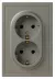 Розетка Эра Galaxy 15-2105-07 с заземлением двойная 2X2P+E Schuko со шторками IP20 16А-250В титан Б0070709