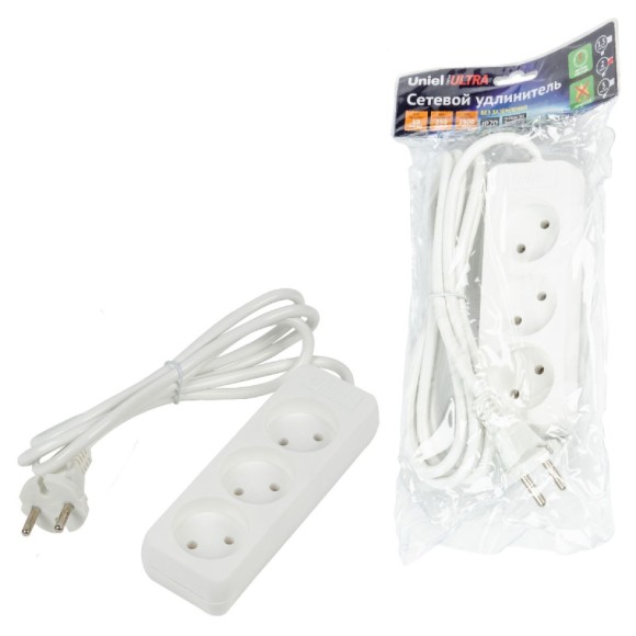 Удлинитель бытовой Uniel Ultra S-CU3-2 WHITE UL-00009981