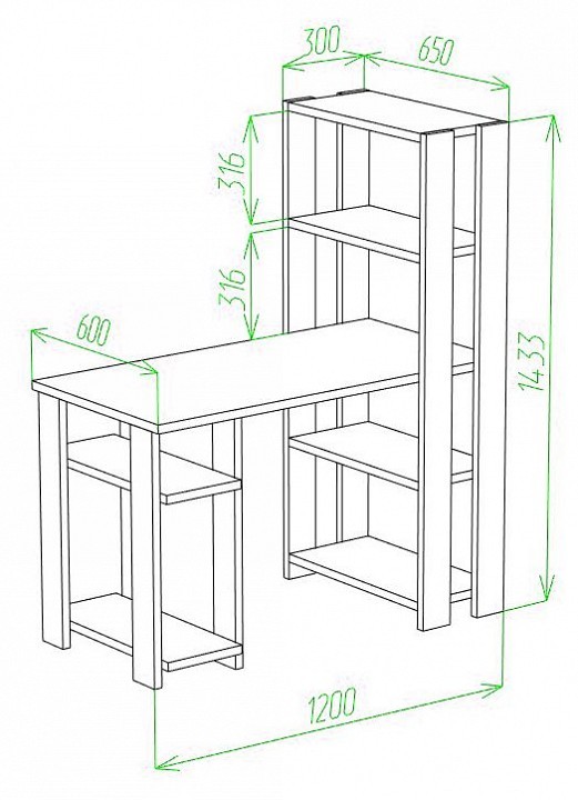 Стол компьютерный Slim СТН-145/120 MER_STN-145-120_K