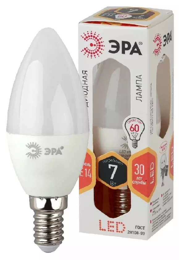 Лампа светодиодная Эра E14 7W 2700K LED B35-7W-827-E14 Б0020538 Лампа светодиодная Эра E14 7W 2700K LED B35-7W-827-E14 Б0020538